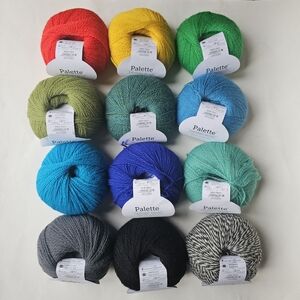 Knit Picks Palette 100% Wool Yarn Collection, Multicolor Lot Of 12, New And Used